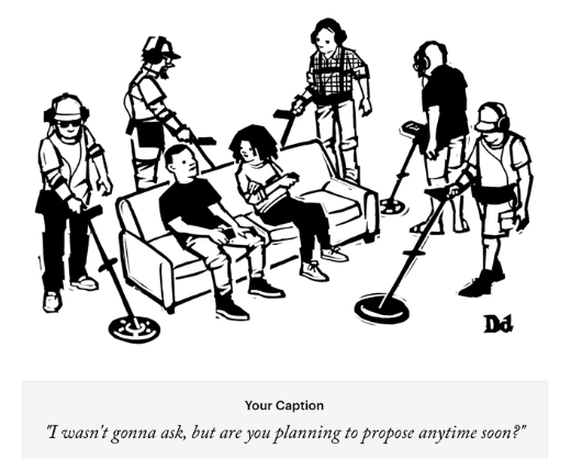 A couple hikes up a mountain-side; a business man, dressed in a suit and carrying a briefcase, trails behind, clearly upset with his phone to his ear; caption reads, "This isn&mdash;t what I meant when I said venture capital."