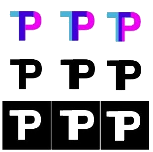 thought project logotype idea 3: capital "T" and "P" placed besides each other such that right arm of "T" merges into top line of "P"